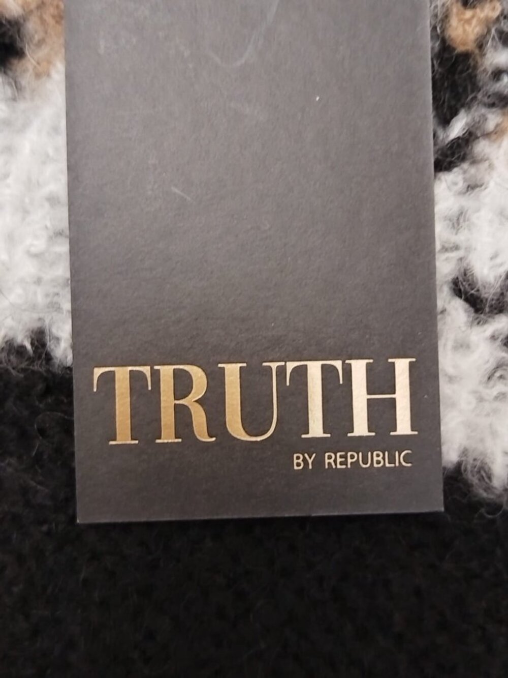 🆕 NWT TRUTH by Republic Black Nordic Fair Isle Chunky Cardigan S - Picture 2 of 10